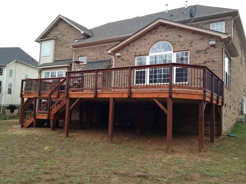 Durable deck in back of house with backyard in Indian Trail, North Carolina