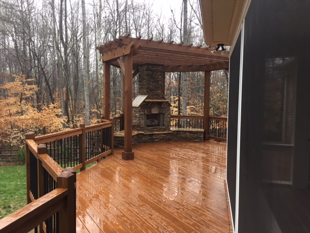 Deck with Outdoor Fireplace in Indian Trail, North Carolina
