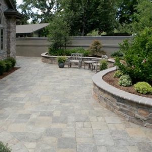 Backyard natural stone walkway construction in Pineville, North Carolina