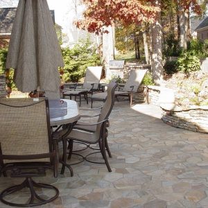 Fun Outdoor Living constructed stone paved patio in Charlotte, North Carolina