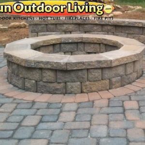 Fun Outdoor Living construction of a stone fire pit and walkway