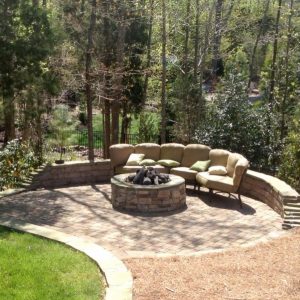 Outdoor patio with fire pit