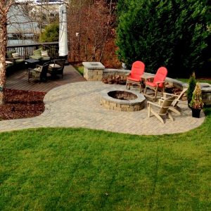Paved walkway to fire pit and patio