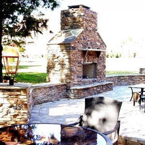 Fun Outdoor Living brick fireplace installation