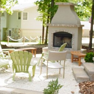 Fun Outdoor Living stone fireplace construction