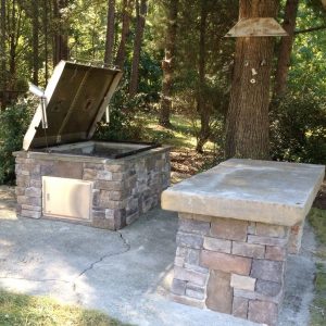 Outdoor BBQ Island open to clean in Indian Trail, North Carolina
