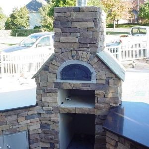 Close up of Fun Outdoor Living's installation of a pizza oven in Pineville, North Carolina