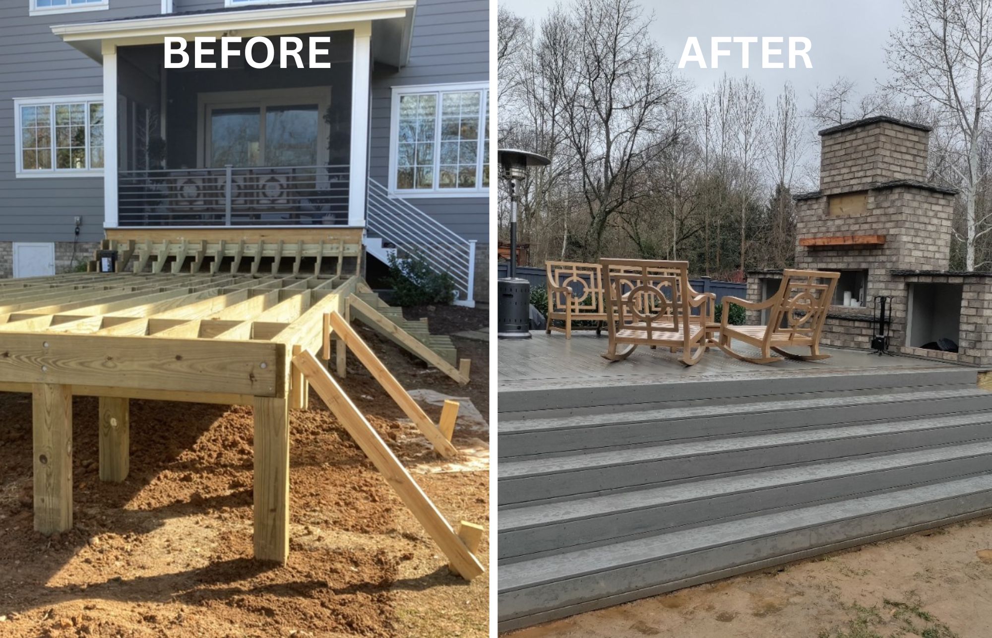 Before and After Transitions for a Deck Installation in Pineville