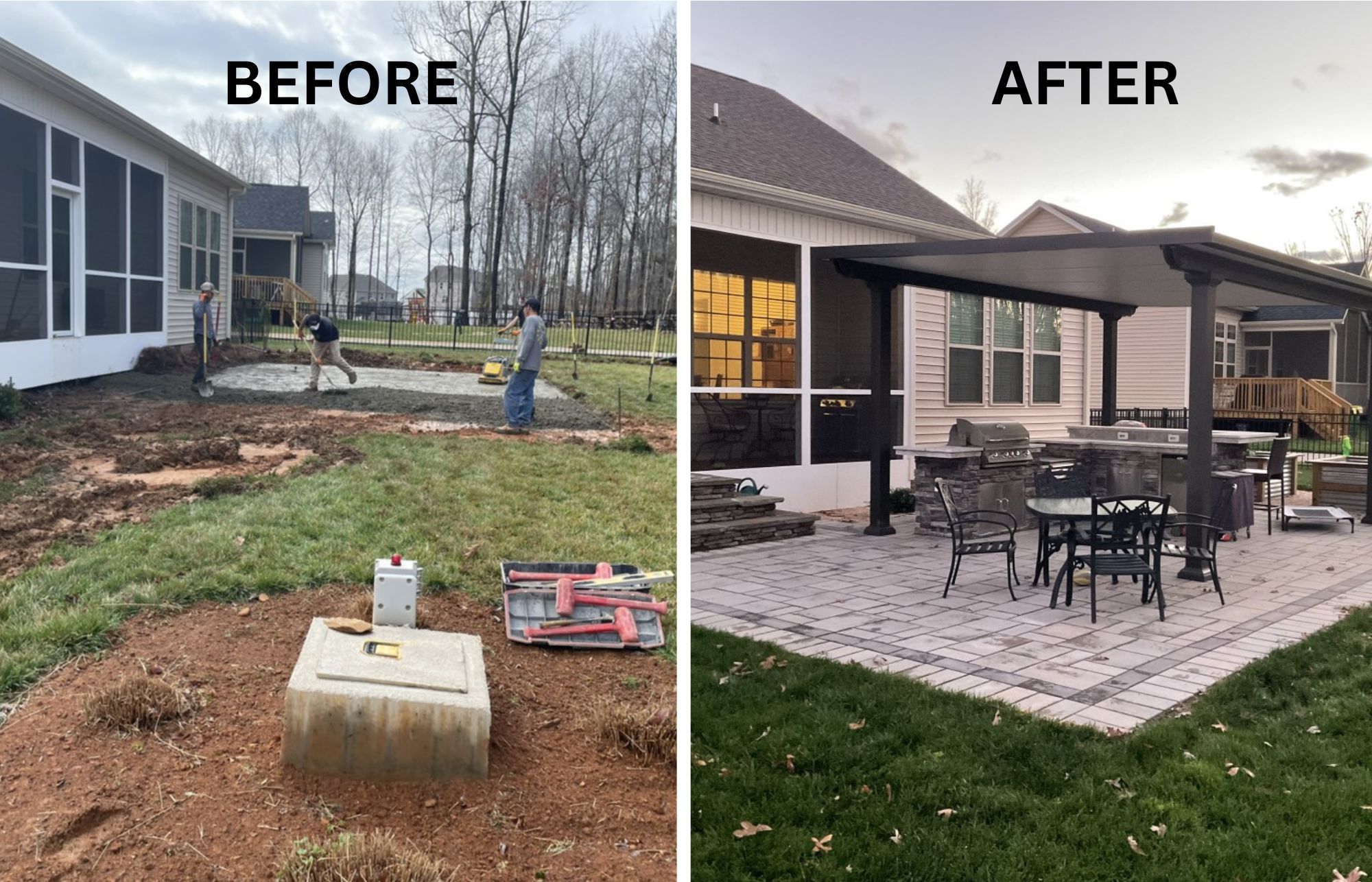Before and After Transitions for a Patio Installation in Charlotte