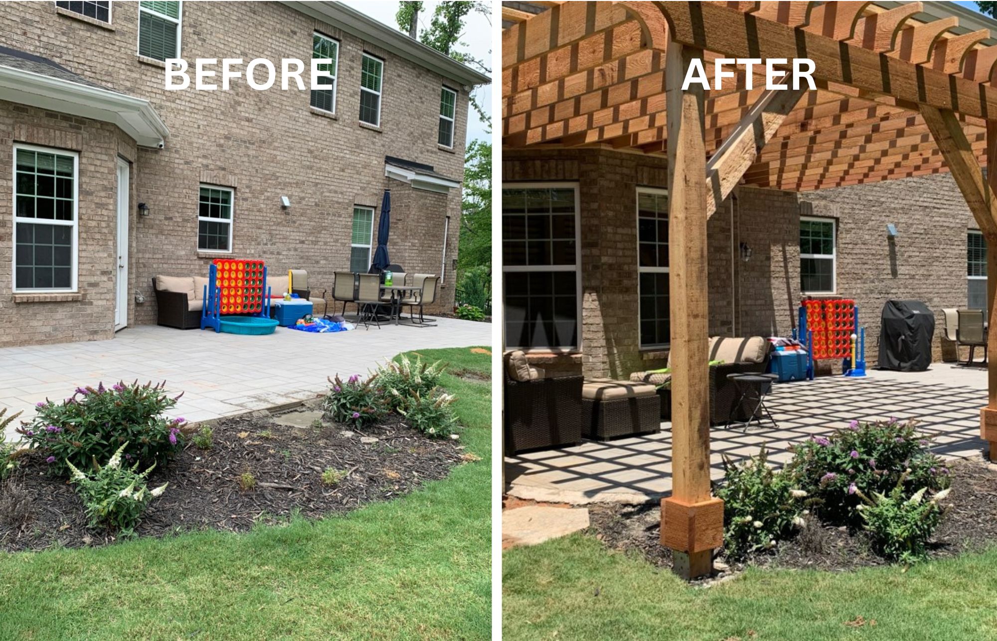 Before and After Transitions for a Pergolas Installation in Pineville, North Carolina