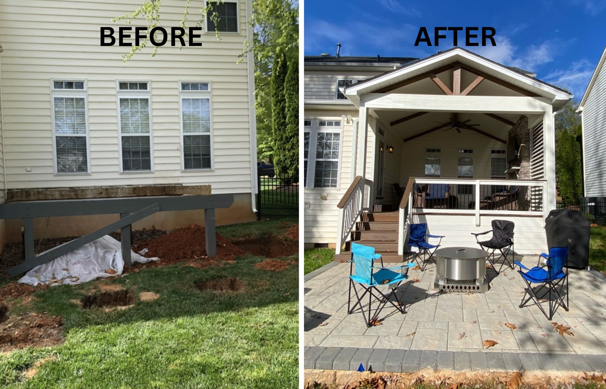 Before and After Transitions for a Porch Installation in Indian Trail