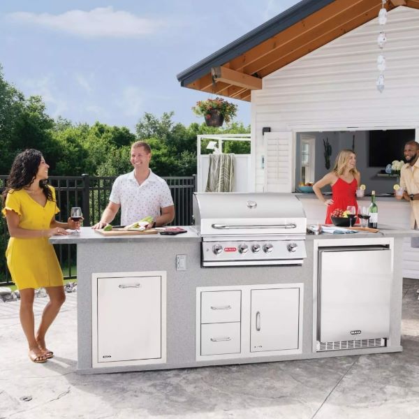 outdoor kitchen island with grill