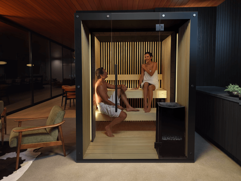 Tylo reflections sauna - couple enjoying sauna