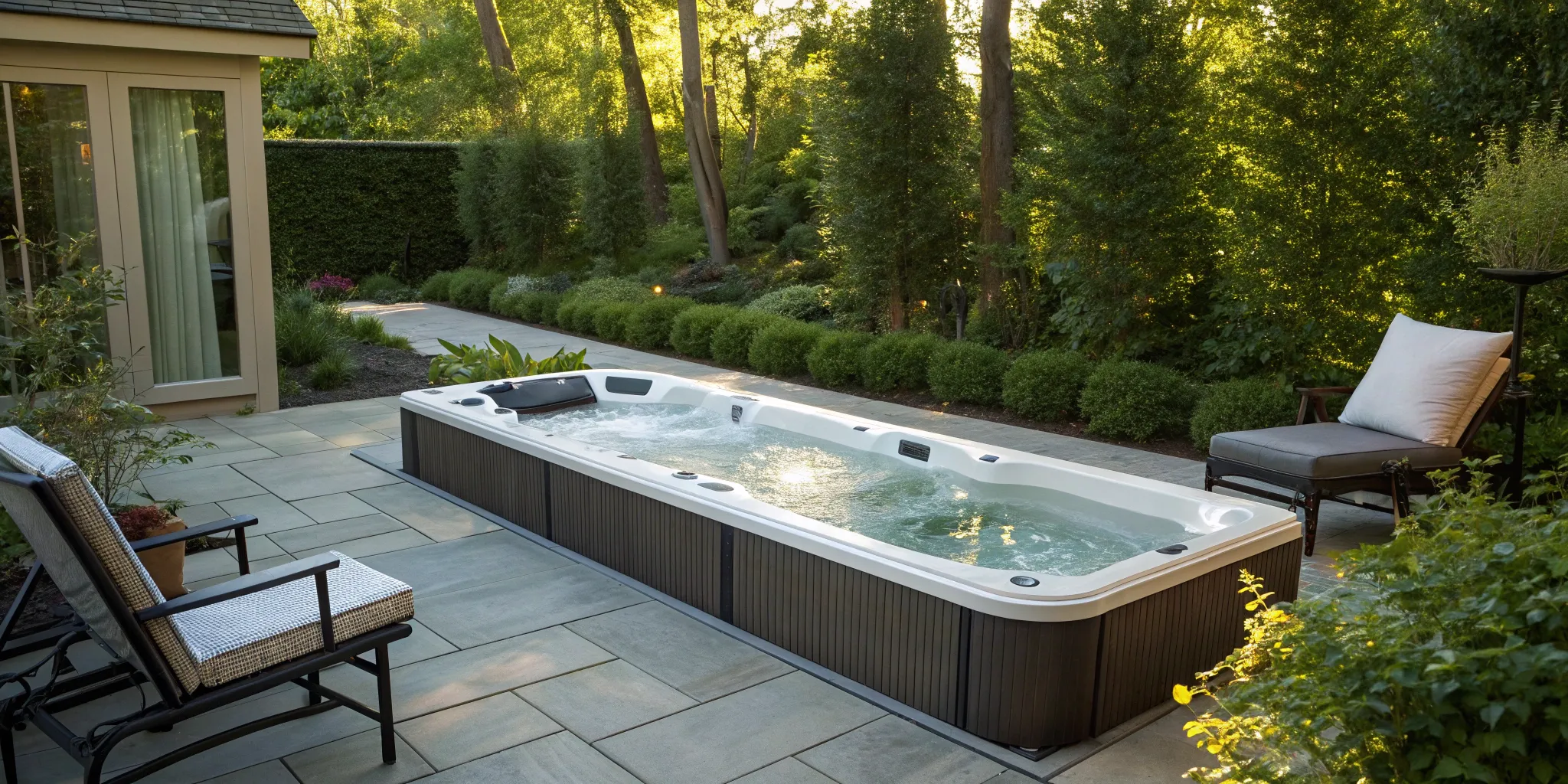 Endless Pools swim spa with treadmill.