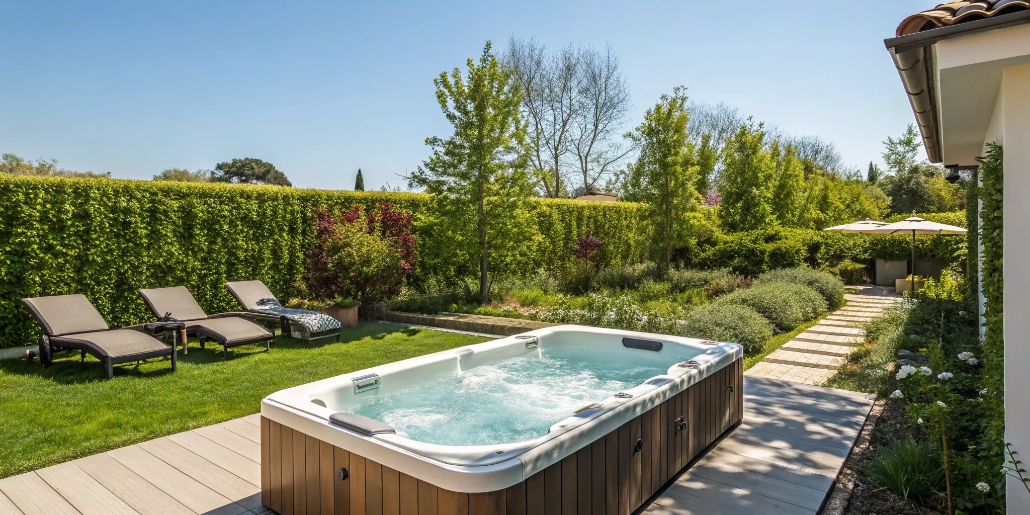 One of the best aquatic fitness pools for at-home swim workouts and therapy, installed in a modern backyard.