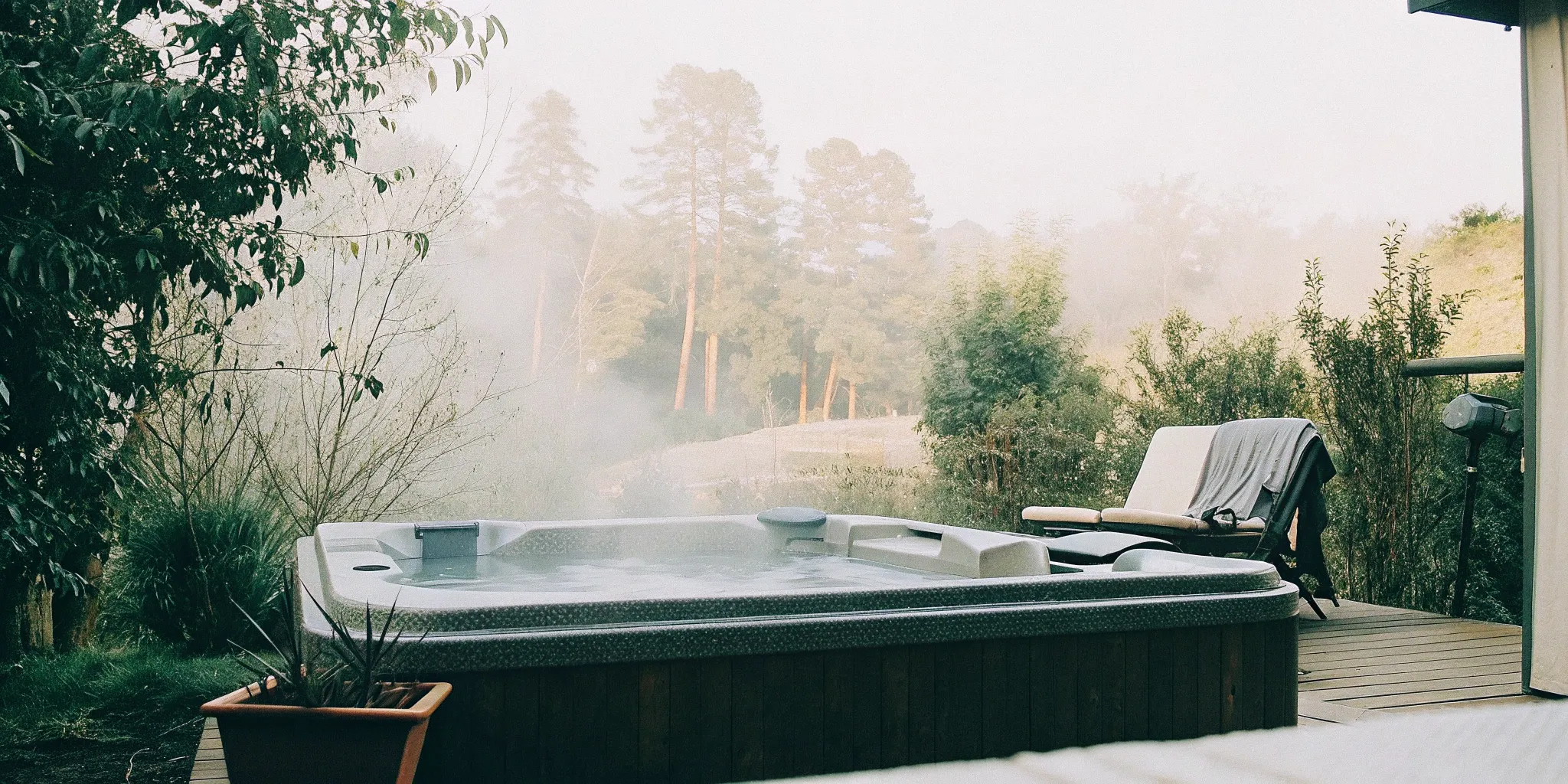 Outdoor hot tub on a private deck for recovery therapy in Charlotte.