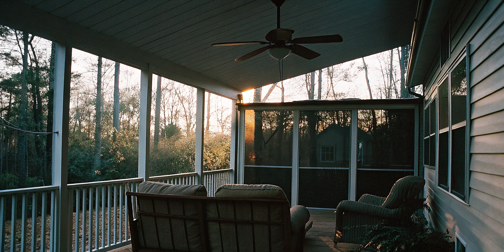 Side-by-side view of a covered patio vs a screened porch.