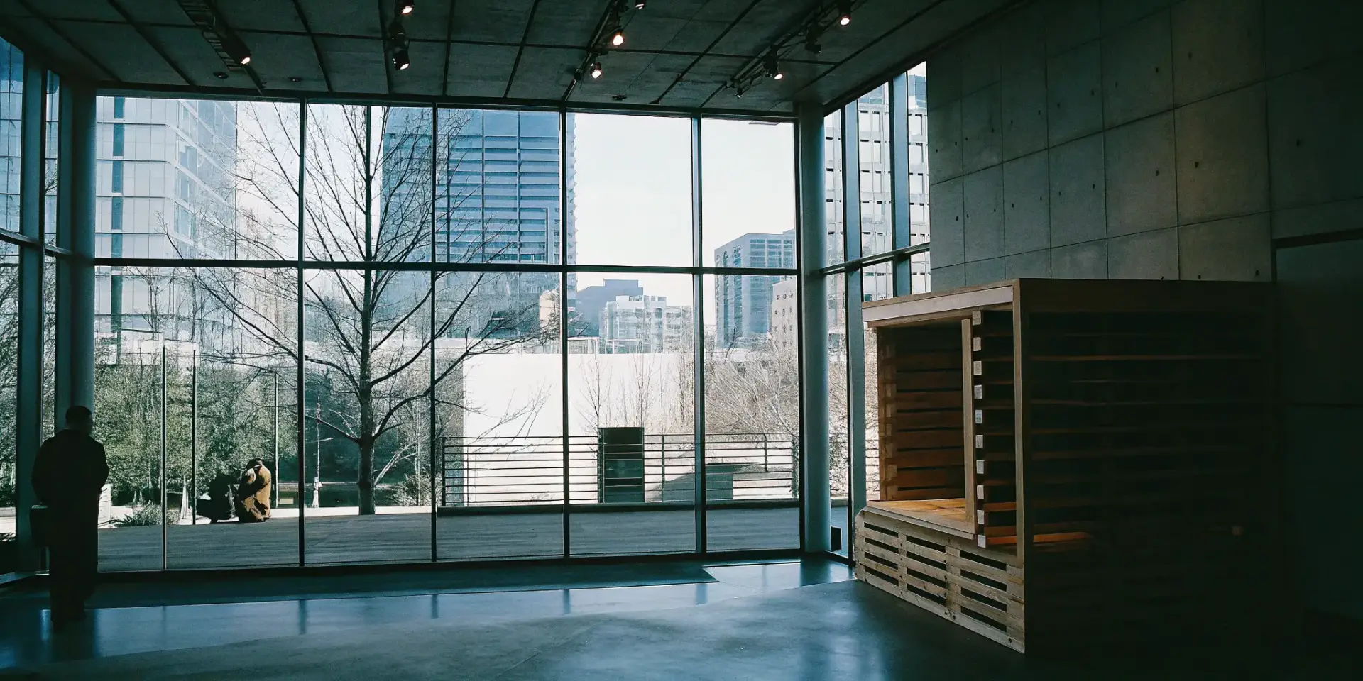 A modern home sauna on display in a Charlotte sauna store showroom.