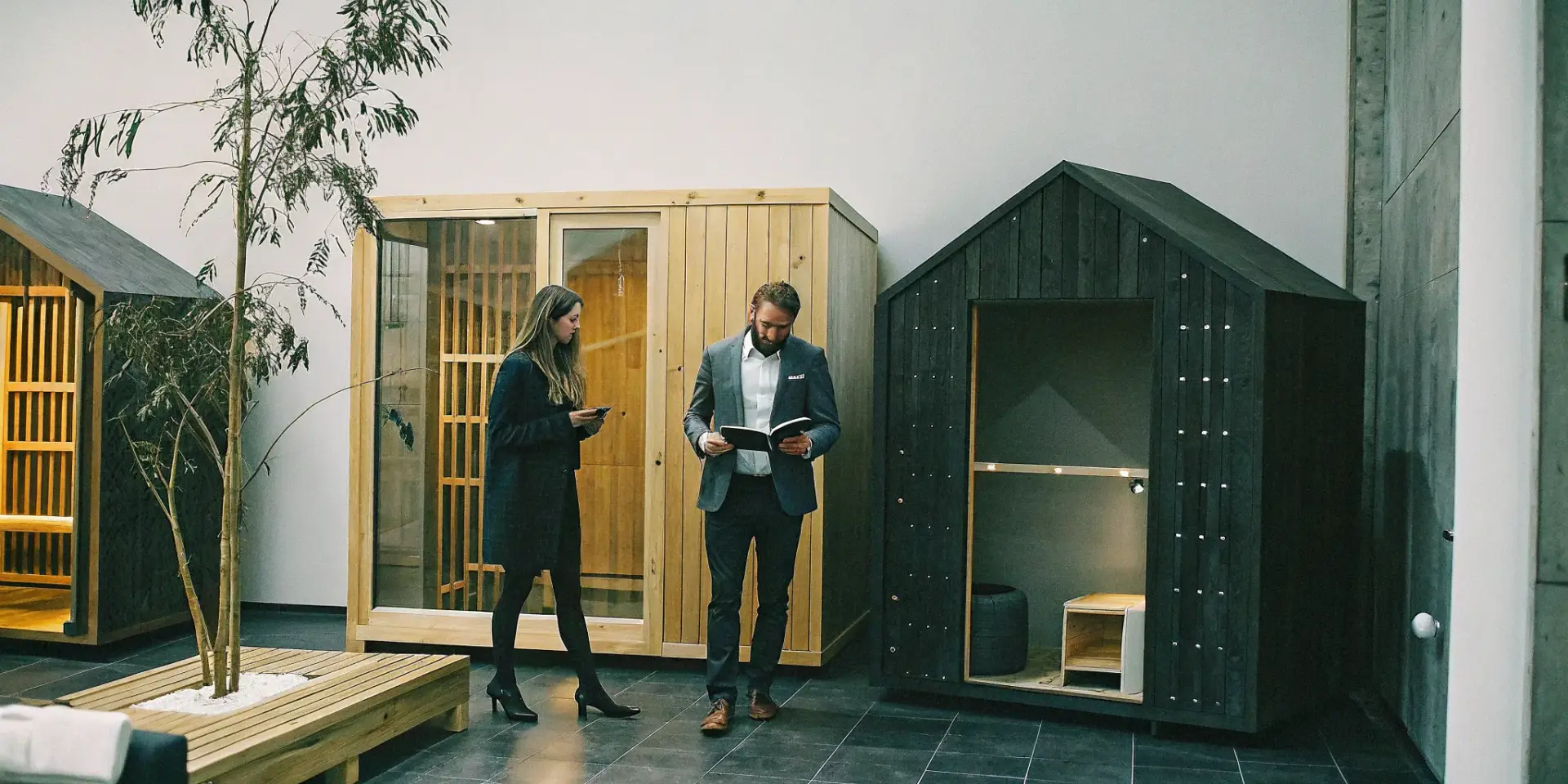 Local sauna dealer showroom in Matthews with traditional and infrared models.