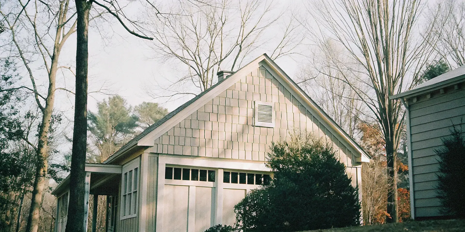 A detached garage in Charlotte ready to convert into a home sauna.