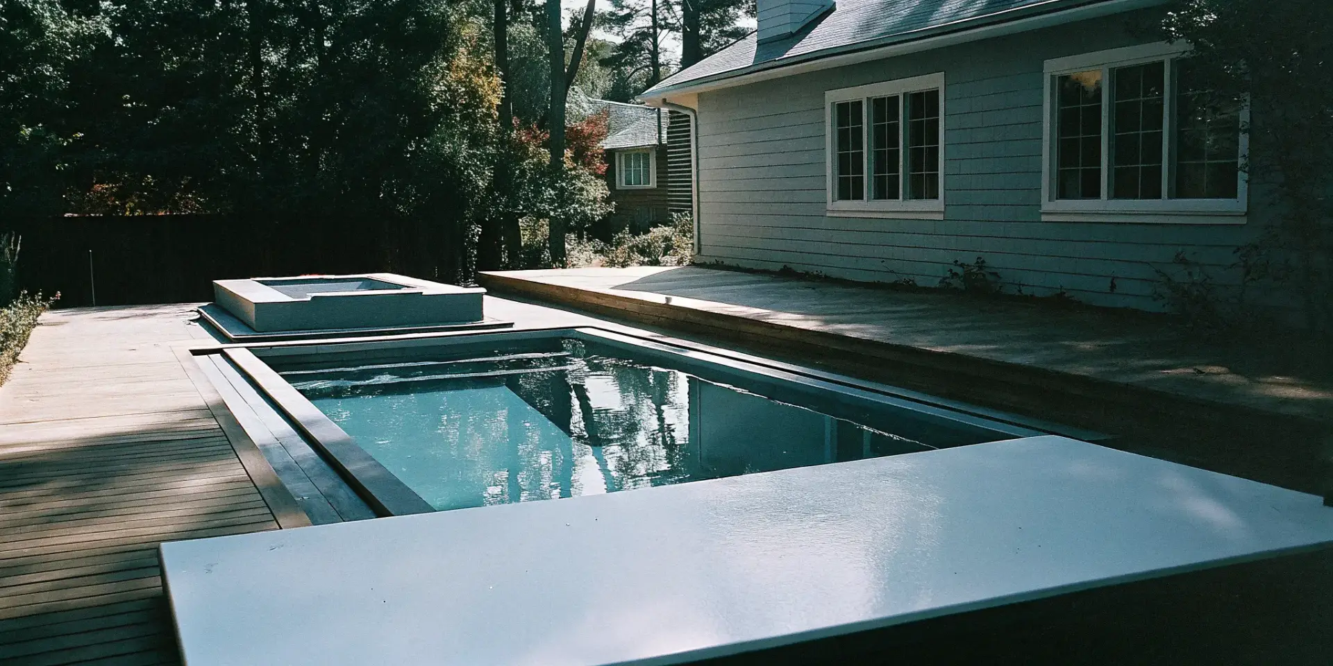 A modern and affordable endless pool alternative installed in a Rock Hill, SC backyard.