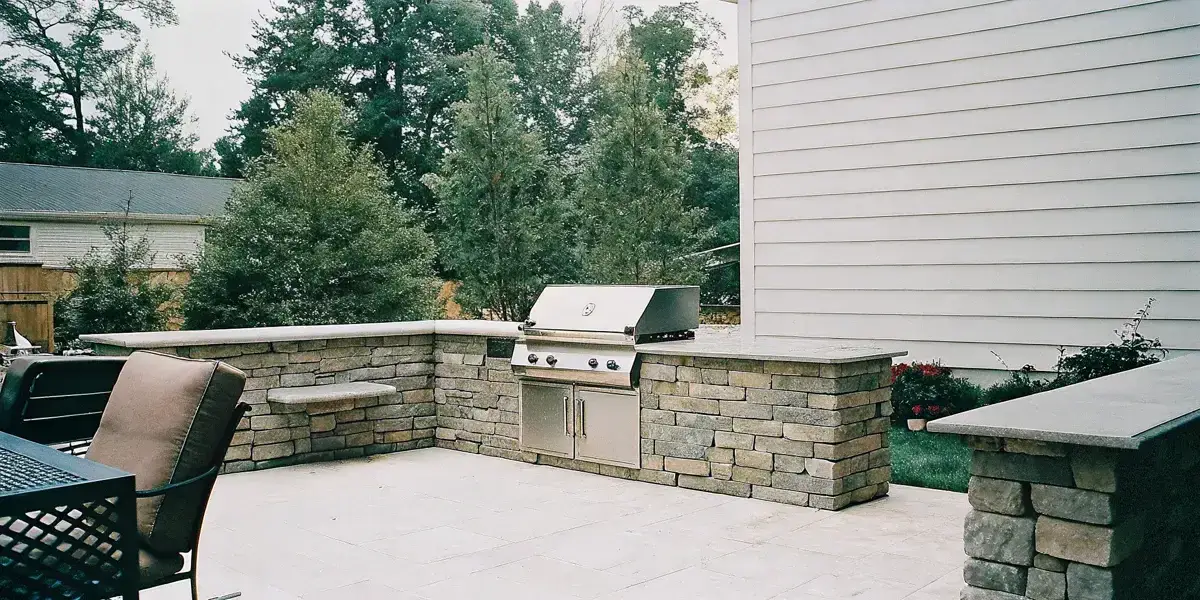 Built in grill island Charlotte outdoor kitchen patio