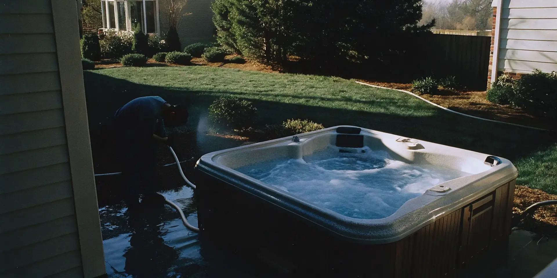 Spa valet service Charlotte technician testing hot tub water