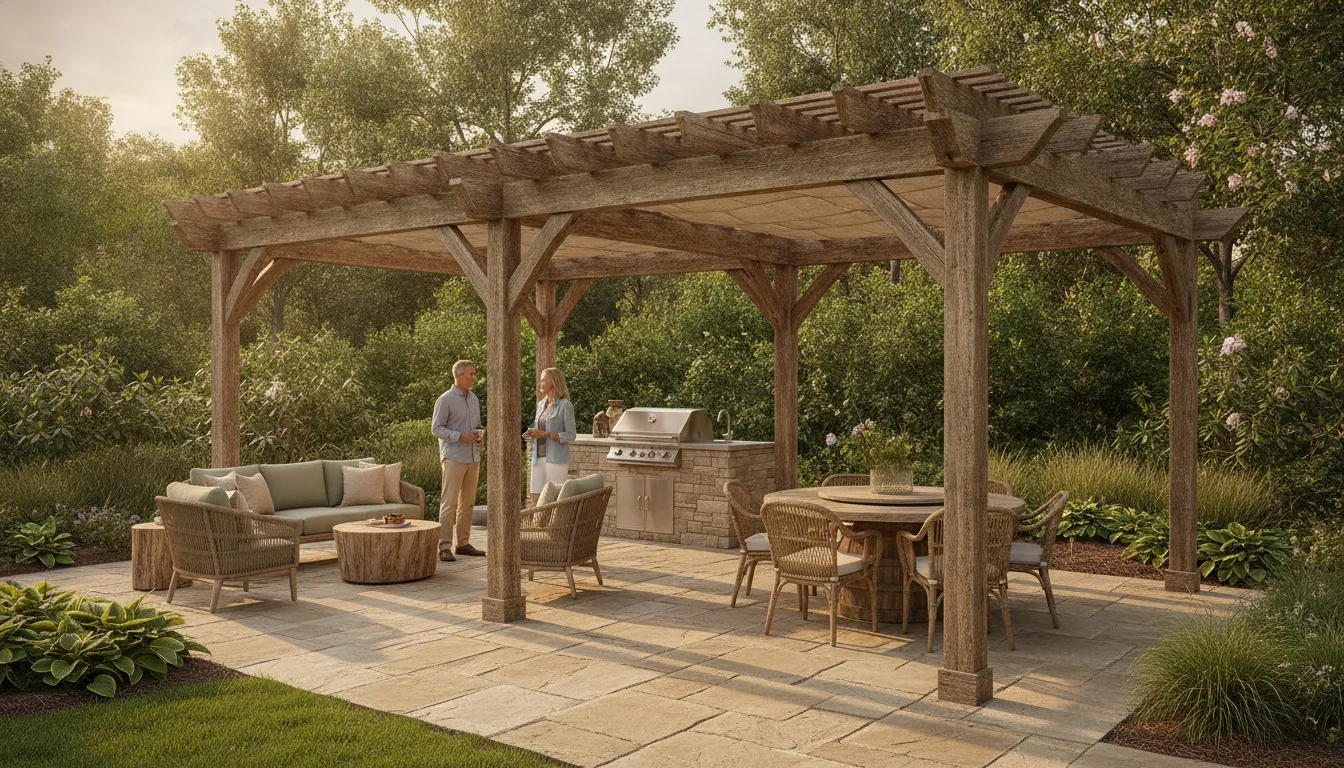 Pergola ideas creating shade over a Carolina backyard patio